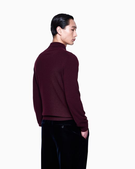 Giorgio Armani Purple Long-Sleeved Cashmere Polo Shirt for men