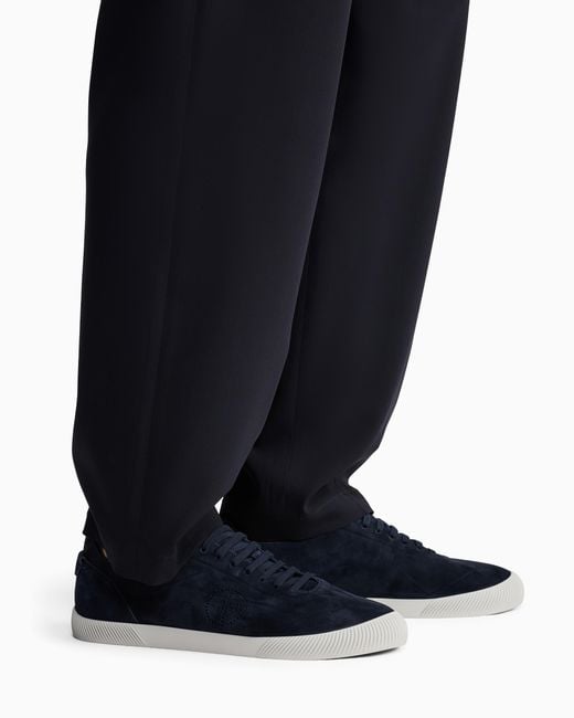 Giorgio Armani Blue Suede Sneakers for men