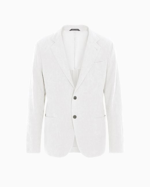 Giorgio Armani Einreihiges Sakko Der Upton-Linie Aus Reinem Leinen-Canvas in White für Herren