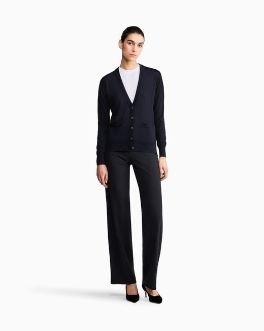 Giorgio Armani Blue Wool Crepe Trousers