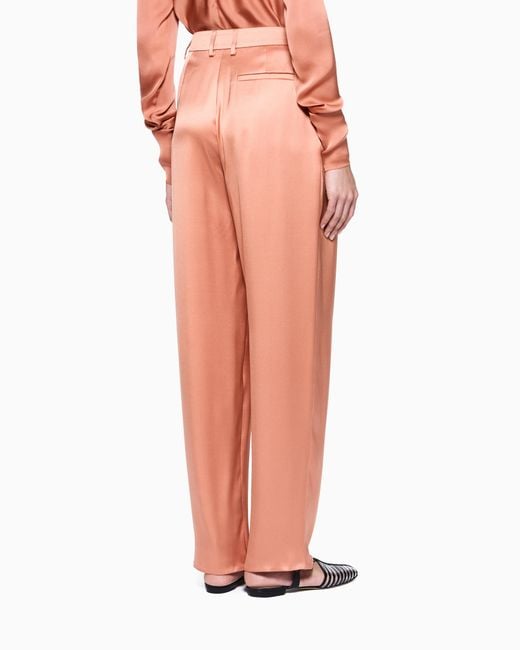 Giorgio Armani Pink Silk Double Satin Single-Pleat Trousers