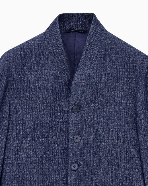 Giorgio Armani Blue Blazer Regular Fit Denim-Effect Froissé Wool Silk Cashmere for men
