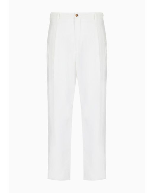 Giorgio Armani White Two-dart Trousers In Silk-blend Twill for men