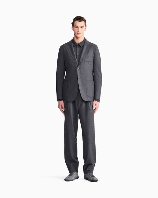 Giorgio Armani Blue Unlined Single-Breasted Stretch Cashmere Jacket With Two Buttons for men