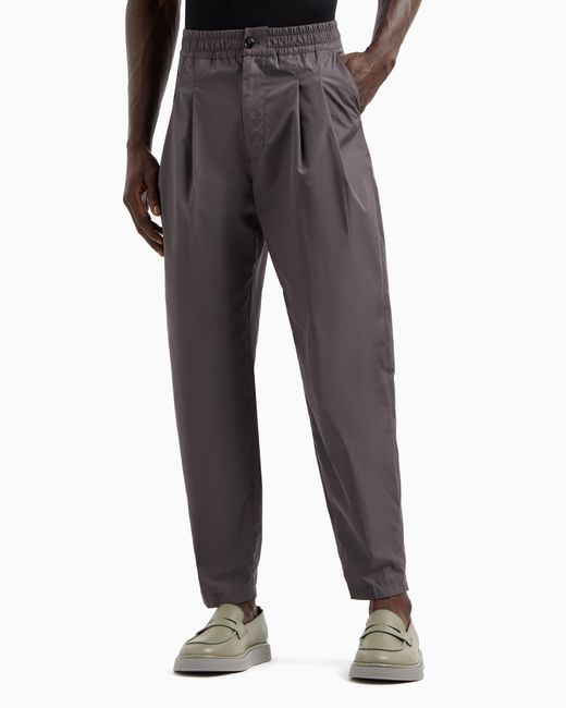 Pantalones De Dos Pinzas En Mezcla De Algodón Giorgio Armani de hombre de color Gray