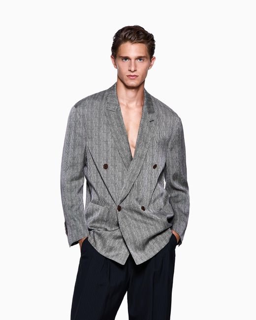 Giorgio Armani Gray Double-Breasted Jacket for men