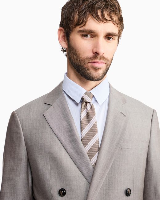 Giorgio Armani White Silk Tie With Jacquard Stripes for men