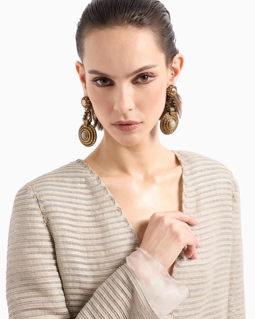 Orecchini A Clip Con Pendenti di Giorgio Armani in Gray