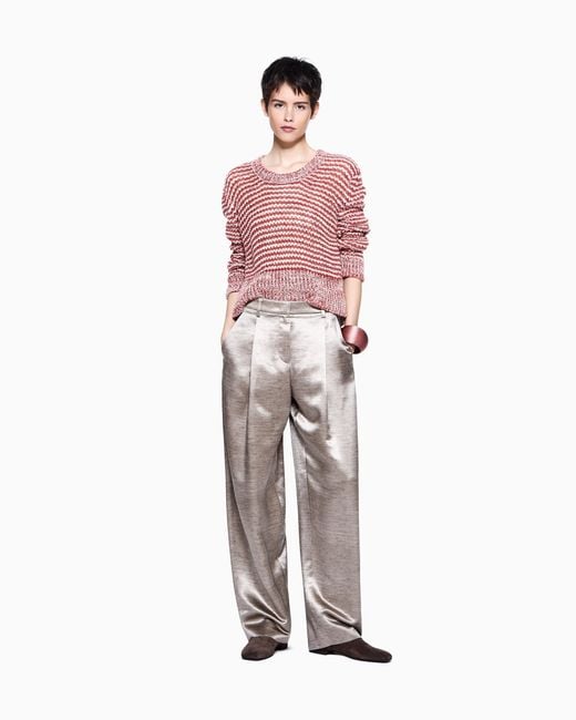 Giorgio Armani Red Linen-Blend Crew-Neck Jumper