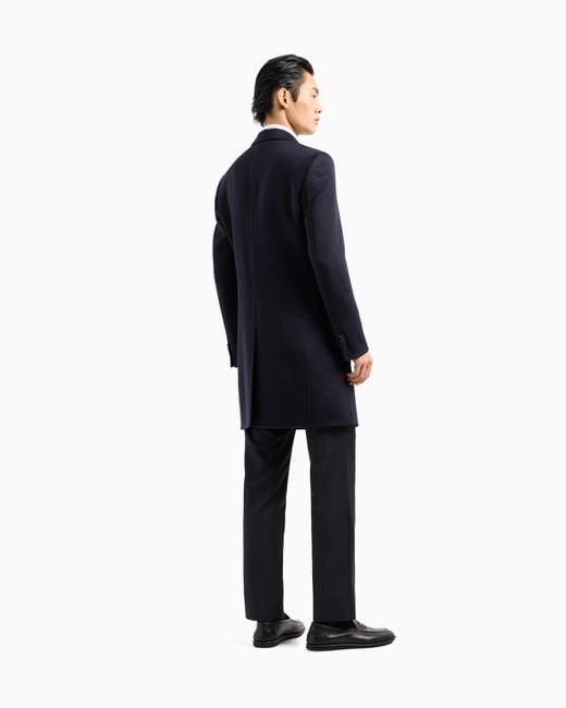 Giorgio Armani Mantel Aus Doppellagigem Kaschmirstoff in Blue für Herren