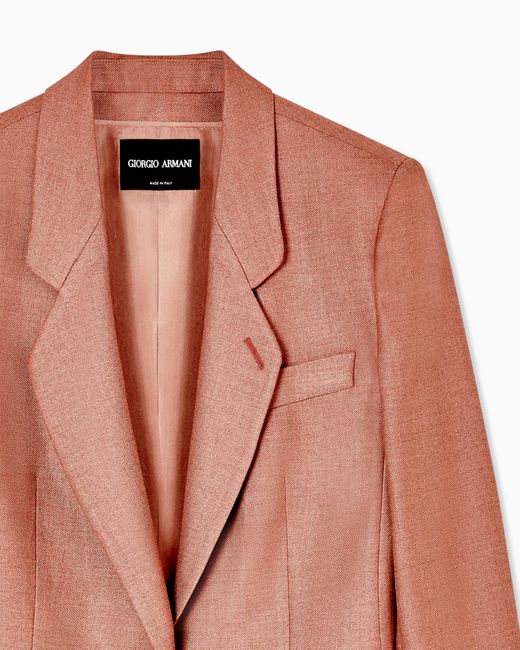 Giorgio Armani Pink Silk And Wool Single-Breasted Jacket
