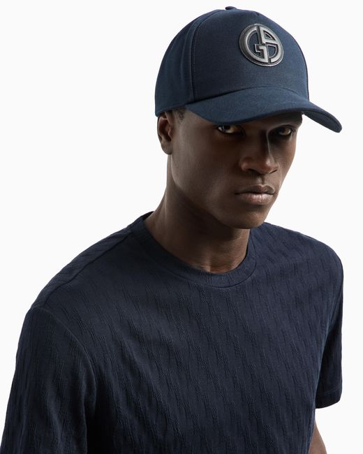 Gorra De Béisbol De Algodón Con Logotipo De Piel Giorgio Armani de hombre de color Blue