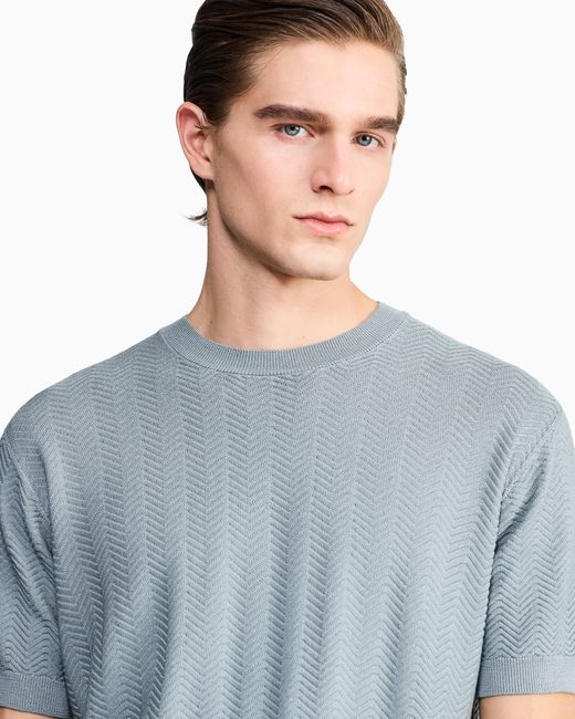 Giorgio Armani Gray Chevron Knitted T-Shirt for men