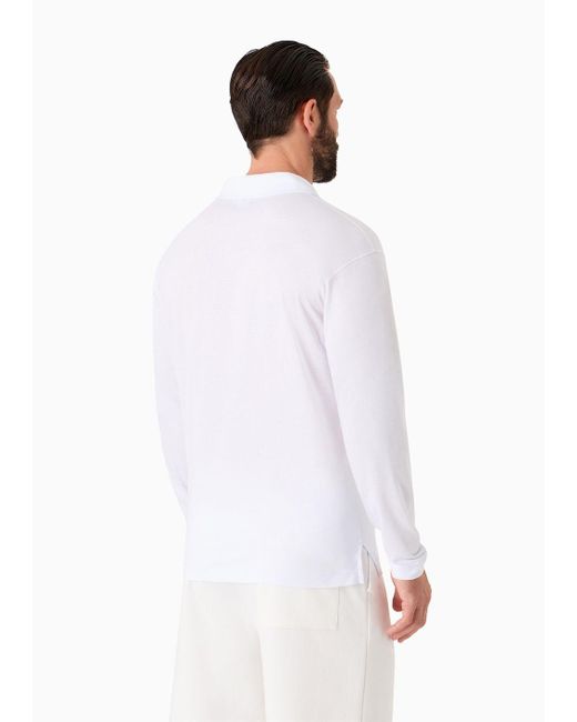Giorgio Armani White Pima Cotton Jersey Long-sleeved Jumper for men
