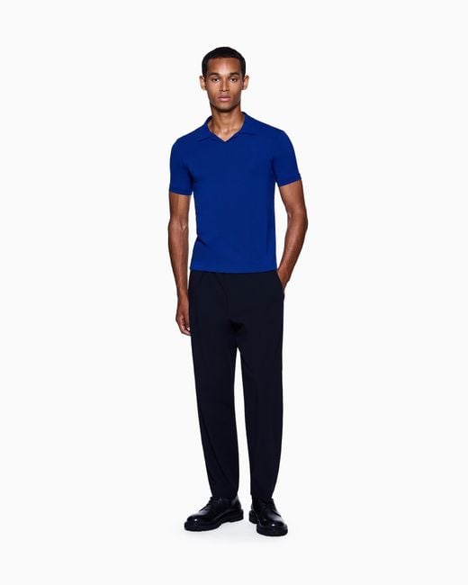 Giorgio Armani Blue Stretch Polo for men