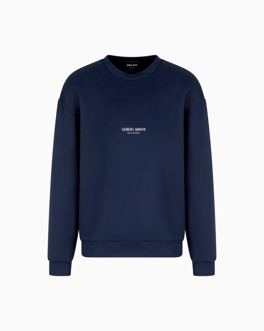 Giorgio Armani Blue Micromodal Jersey Crew-Neck Sweatshirt for men
