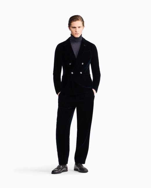 Giorgio Armani Blue Cashmere Mock-Neck Jumper for men