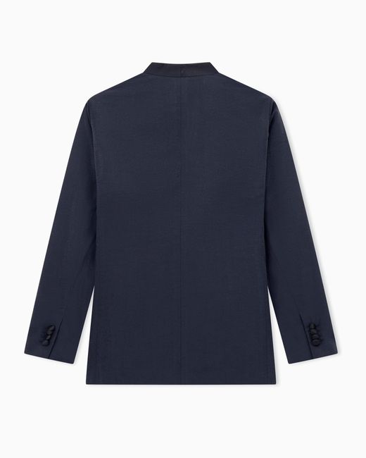 Giorgio Armani Blue Upton Line Washed Silk And Linen Blend Tuxedo Jacket for men