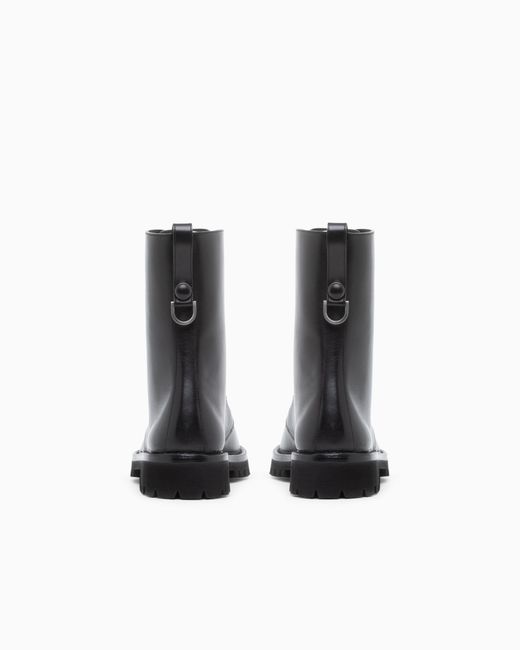 Giorgio Armani Black Boot Leather Upper With Cushioned Sole
