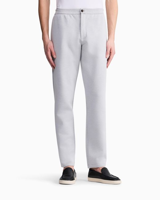 Giorgio Armani Gray Cotton Double-Jersey Trousers for men