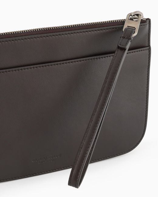 Giorgio Armani Black Nappa Leather Clutch Bag for men