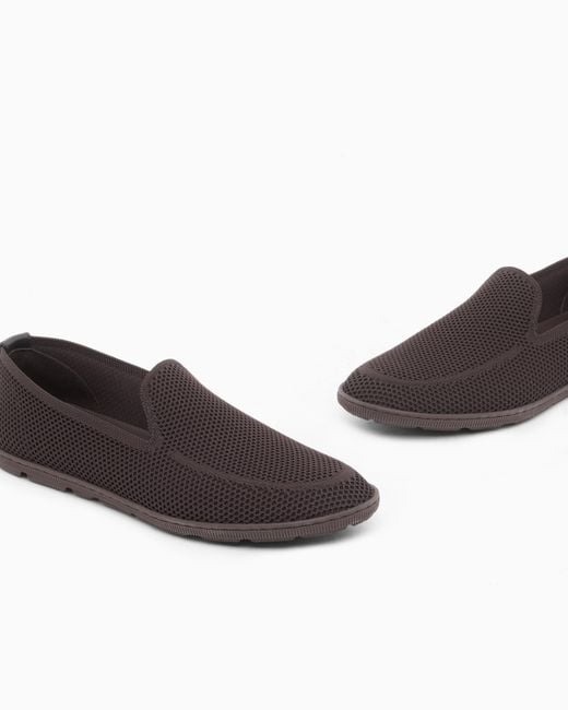 Giorgio Armani White Breathable Mesh Slip-On Sneaker With Leather Inserts for men