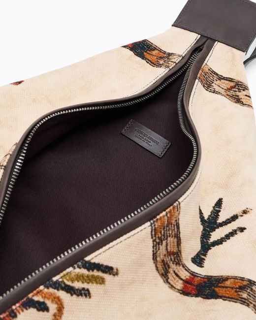 Giorgio Armani White Printed Fabric Backpack Sack for men