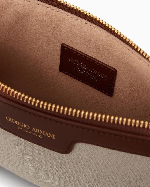 Giorgio Armani Brown La Prima-Clutch Aus Canvas Und Leder Mit Henkel
