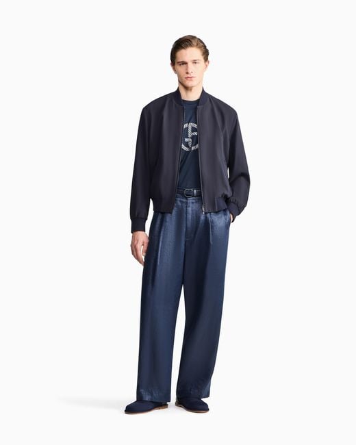 Giorgio Armani Blue Cotton And Cupro Blouson for men
