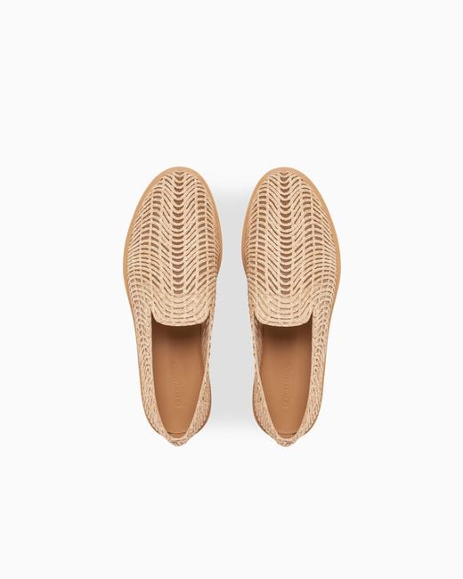 Giorgio Armani White Loafers With Cornely Embroidery for men