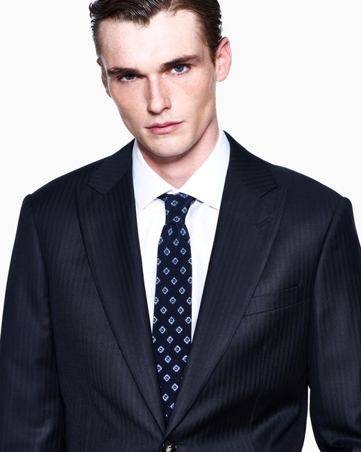 Giorgio Armani Blue Printed Silk Tie for men