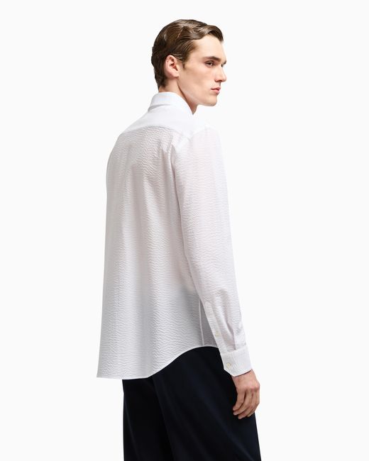 Camisa Regular Fit De Sirsaca De Algodón Giorgio Armani de hombre de color White