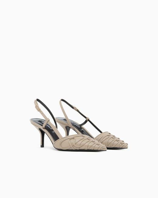 Giorgio Armani White Decollete Shoe With Cornely Details And Leather Upper