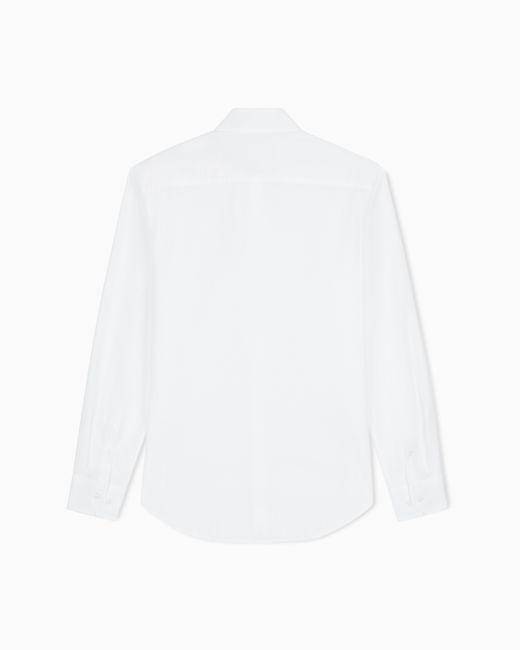 Giorgio Armani White Regular Fit Cotton Seersucker Shirt for men