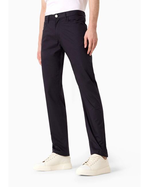 Giorgio Armani Blue Regular-fit Five-pocket Cotton-denim Trousers for men