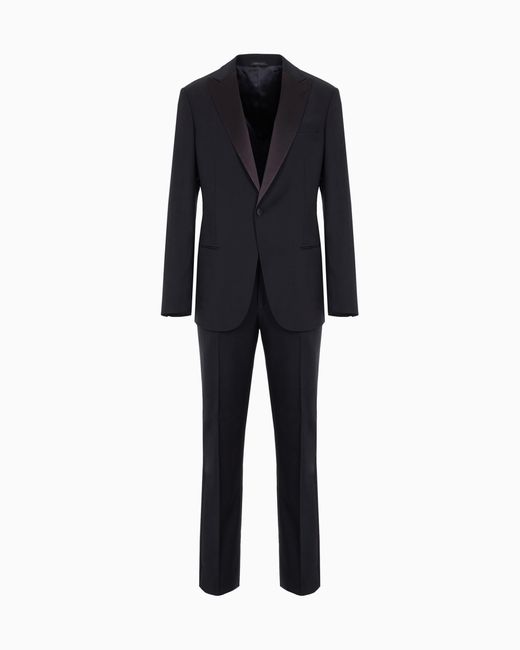 Giorgio Armani Blue Pure Wool, Half-Canvassed, Slim-Fit Tuxedo From The Soho Line for men