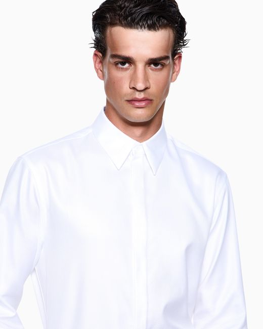 Giorgio Armani White Cavalry Cotton Shirt for men