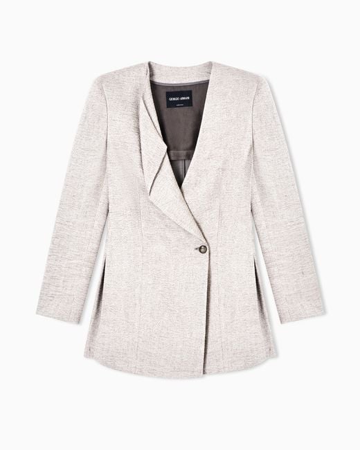 Giorgio Armani White Linen, Viscose And Silk Crêpe Single-Breasted Jacket