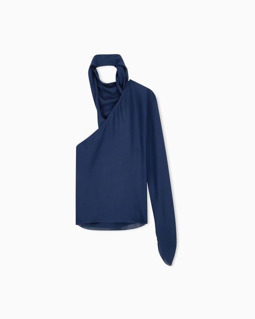 Giorgio Armani Blue One-Shoulder Shirt