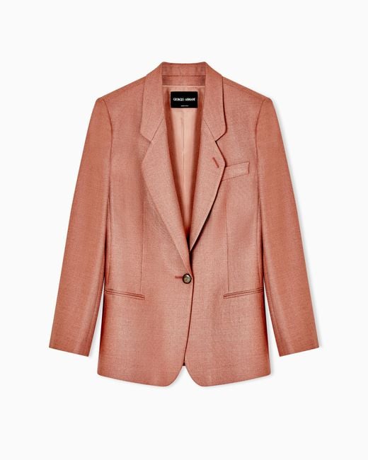 Giorgio Armani Pink Silk And Wool Single-Breasted Jacket
