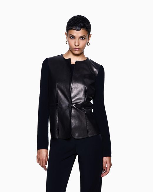 Giorgio Armani Black Single-Breasted, Nappa-Leather And Cashmere Jacket