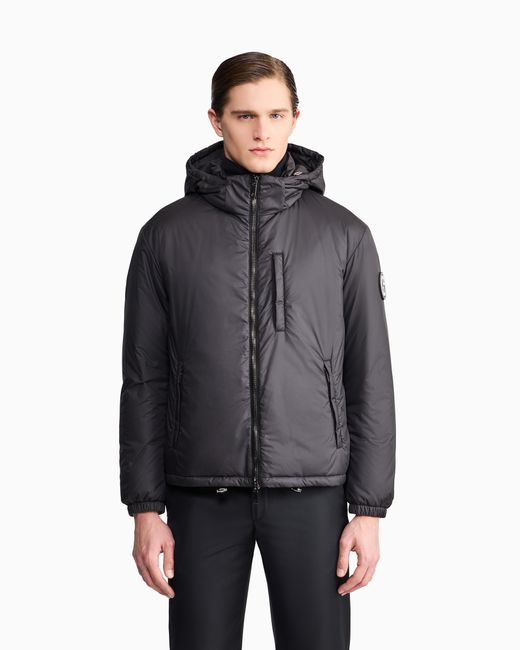 Giorgio Armani Gray Hooded Blouson With Goose-Down Padding for men