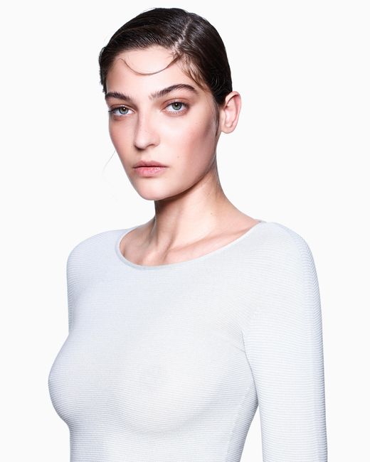 Giorgio Armani White Pullover Mit Langen Ärmeln Aus Viskose