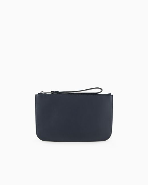 Giorgio Armani Blue Nappa Leather Clutch Bag for men