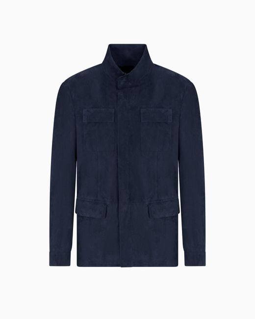 Giorgio Armani Blue Suede Safari Jacket for men