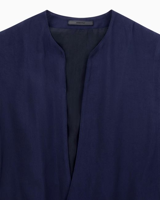Giorgio Armani Blue Faded Viscose Twill Waistcoat for men
