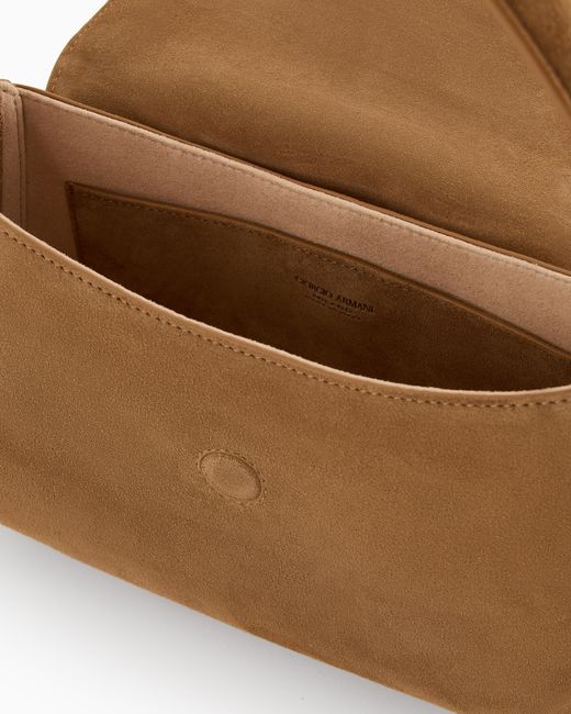 Giorgio Armani Brown Small La Prima Soft Suede Handbag