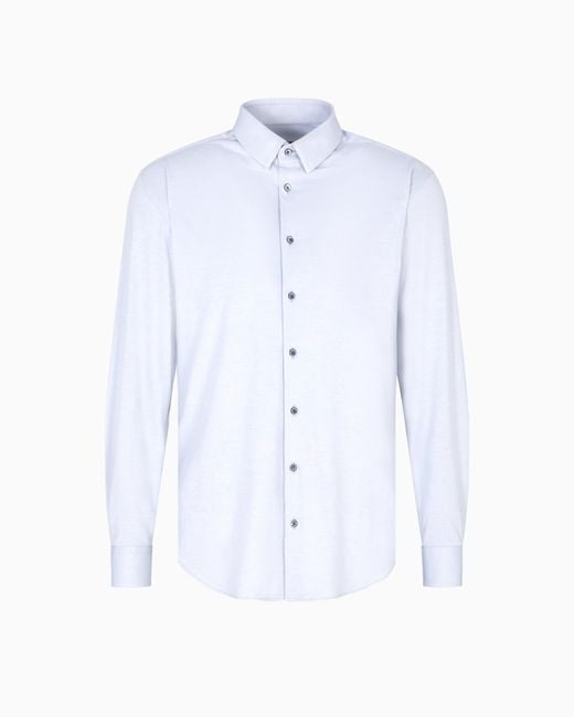 Giorgio Armani Men's Blue Classic Stretch Button-Down