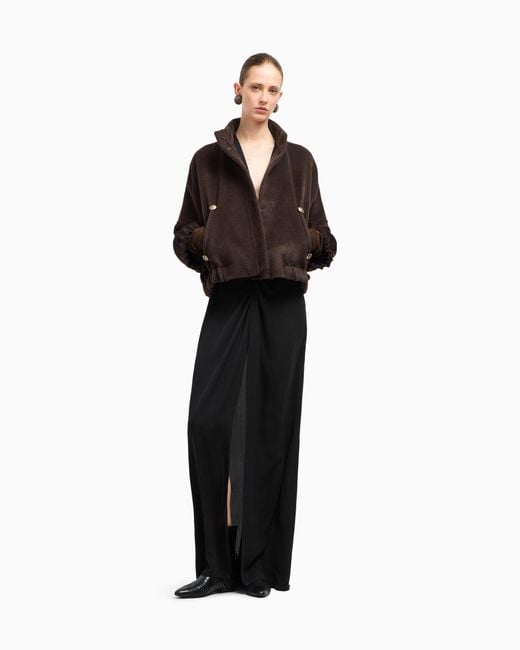 Giorgio Armani Brown Alpaca And Wool Pea Coat