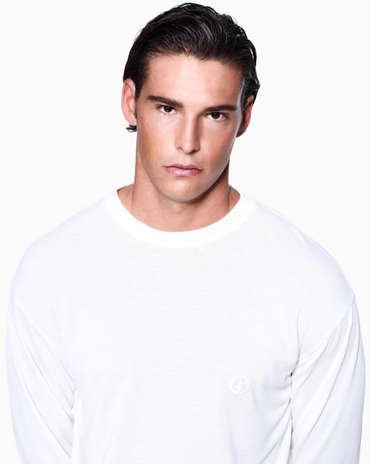 Felpa Girocollo di Giorgio Armani in White da Uomo